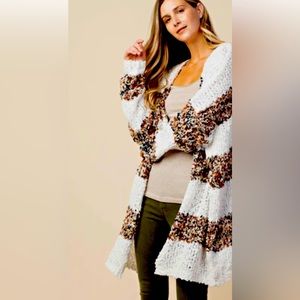 Kori boutique fuzzy striped Colette cardigan S M